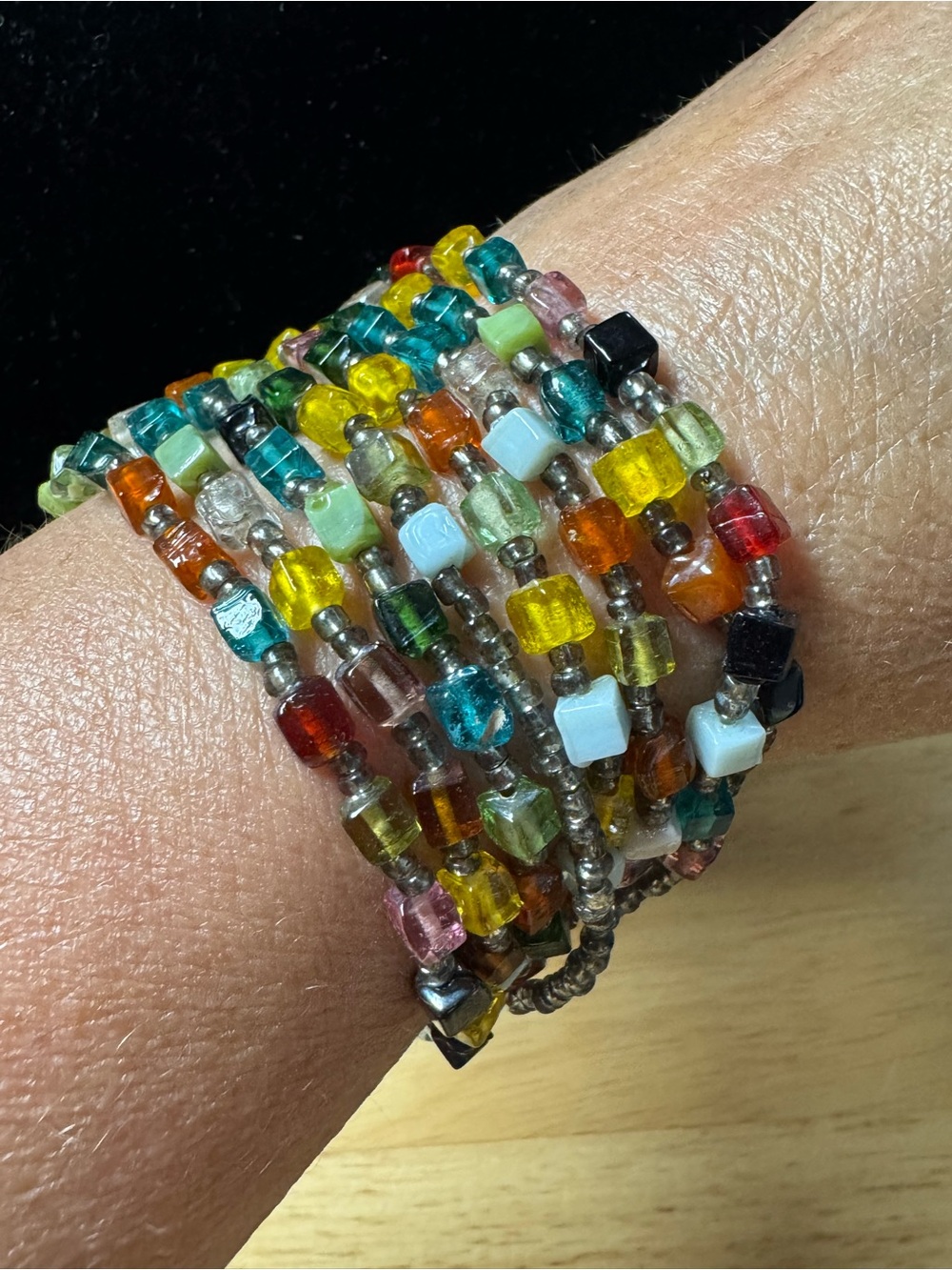 Multicolor Glass Bead Wrap Bracelet